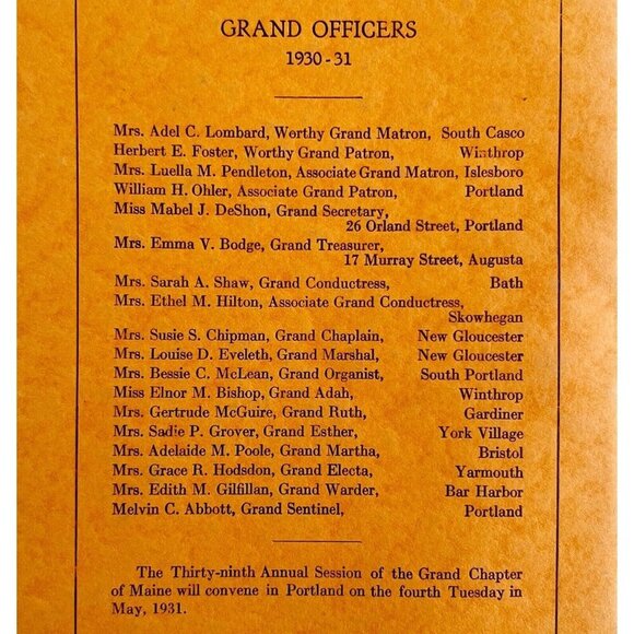 Order Of The Eastern Star 1930 Masonic Maine Grand Chapter Vol XII PB Book E47 - Picture 3 of 3